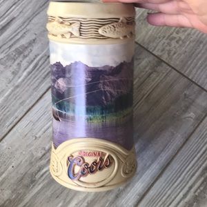 1996 COORS BEER STEIN MUG "LIFE IN THE ROCKY MOUNTAINS" FLY FISHING